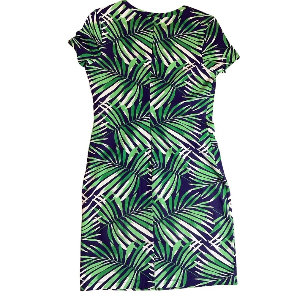 Old Navy Tropical Stretch Dress Blue Green XS Floral Cruise Beach Travel Boho - Picture 2 of 7